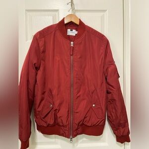 Topman Burgundy Nylon Bomber Jacket Men’s Large